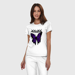 Пижама хлопковая женская Gothic black butterfly, цвет: белый — фото 2