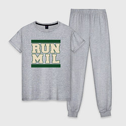 Пижама хлопковая женская Run Milwaukee Bucks, цвет: меланж