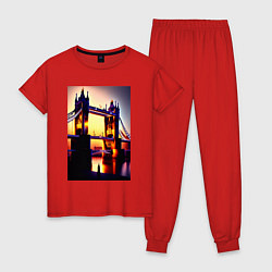 Пижама хлопковая женская Тауэрский мост, цвет: красный
