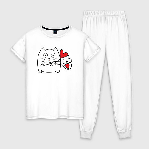 Женская пижама Котик с шариками / Белый – фото 1