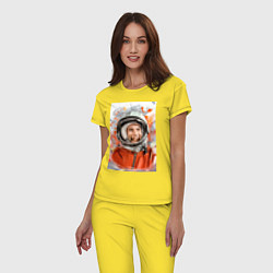 Пижама хлопковая женская Гагарин арт, цвет: желтый — фото 2