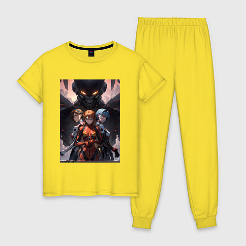 Женская пижама Лучшие девочки Евангелиона: Аска, Рей / Желтый – фото 1