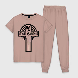 Пижама хлопковая женская Black Sabbath Cross, цвет: пыльно-розовый