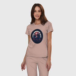 Пижама хлопковая женская Японский рассвет в горах, цвет: пыльно-розовый — фото 2