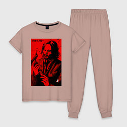 Пижама хлопковая женская John Wick Baba Yaga art, цвет: пыльно-розовый