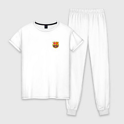 Пижама хлопковая женская ФК Барселона эмблема, цвет: белый