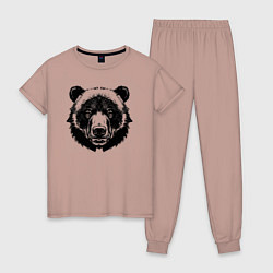 Пижама хлопковая женская Чернильный медведь, цвет: пыльно-розовый