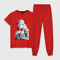 Пижама хлопковая женская Genshin Noelle, цвет: красный