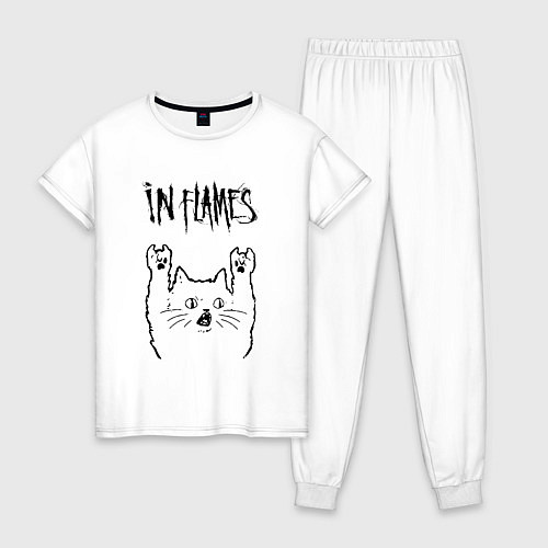 Женская пижама In Flames - rock cat / Белый – фото 1