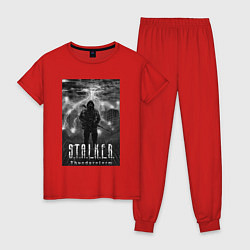 Пижама хлопковая женская Stalker thunderstorm, цвет: красный