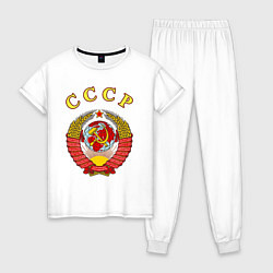 Пижама хлопковая женская CCCР Пролетарии, цвет: белый