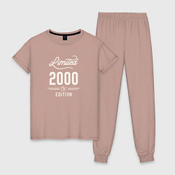Пижама хлопковая женская 2000 ограниченный выпуск, цвет: пыльно-розовый