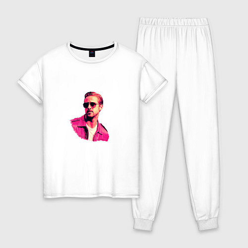 Женская пижама Райан Гослинг розовый арт / Белый – фото 1