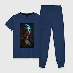 Пижама хлопковая женская Jinx League of Legends, цвет: тёмно-синий