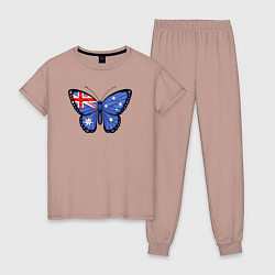 Пижама хлопковая женская Австралия бабочка, цвет: пыльно-розовый
