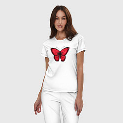 Пижама хлопковая женская Албания бабочка, цвет: белый — фото 2