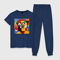 Пижама хлопковая женская Пикассо арт, цвет: тёмно-синий