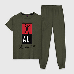 Пижама хлопковая женская Muhammad Ali boxer, цвет: меланж-хаки
