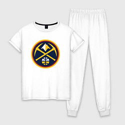 Пижама хлопковая женская Denver Nuggets logo, цвет: белый
