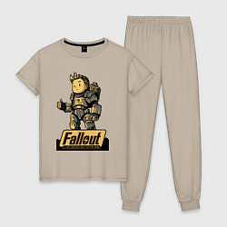 Пижама хлопковая женская Vault boy in armor, цвет: миндальный