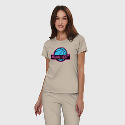 Пижама хлопковая женская Miami Heat team, цвет: миндальный — фото 2