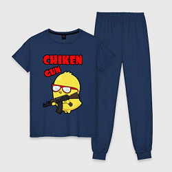 Пижама хлопковая женская Chicken machine gun, цвет: тёмно-синий