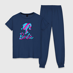 Пижама хлопковая женская Барби и голубой леденец, цвет: тёмно-синий