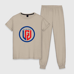 Пижама хлопковая женская PSG LGD logo, цвет: миндальный