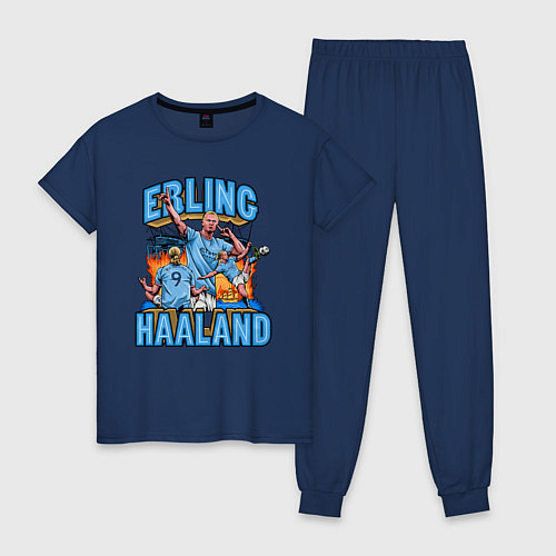Женская пижама Эрлинг Холанд Манчестер Сити 9 / Тёмно-синий – фото 1