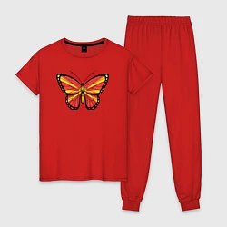 Пижама хлопковая женская Бабочка Северная Македония, цвет: красный