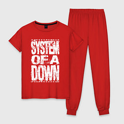 Пижама хлопковая женская System of a down - stencil, цвет: красный
