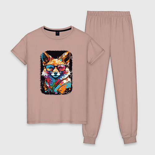 Женская пижама Abstract Colorful Fox / Пыльно-розовый – фото 1