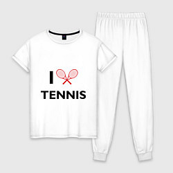 Пижама хлопковая женская I Love Tennis, цвет: белый