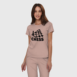 Пижама хлопковая женская Chess game, цвет: пыльно-розовый — фото 2