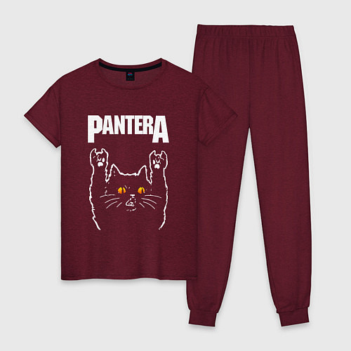 Женская пижама Pantera rock cat / Меланж-бордовый – фото 1