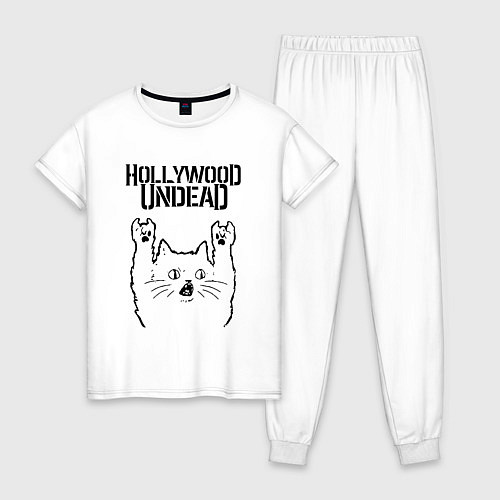Женская пижама Hollywood Undead - rock cat / Белый – фото 1