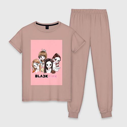 Женская пижама Blackpink в мультяшном стиле / Пыльно-розовый – фото 1