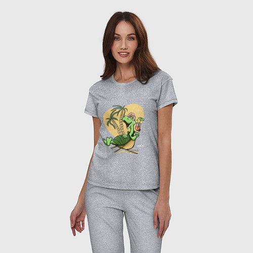 Женская пижама Черепаха на отдыхе, футболка хб / Меланж – фото 3