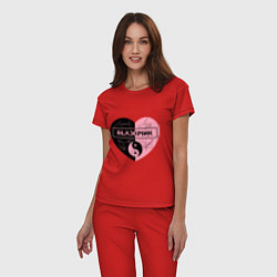 Пижама хлопковая женская Blackpink сердце, цвет: красный — фото 2