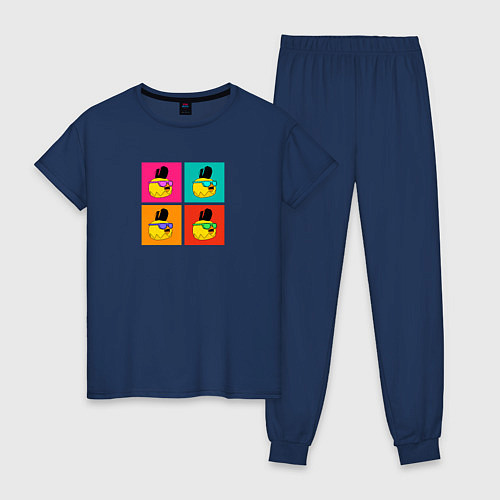 Женская пижама Chicken Gun: цветные квадраты / Тёмно-синий – фото 1
