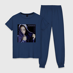 Пижама хлопковая женская Blackpink Jennie jeans, цвет: тёмно-синий