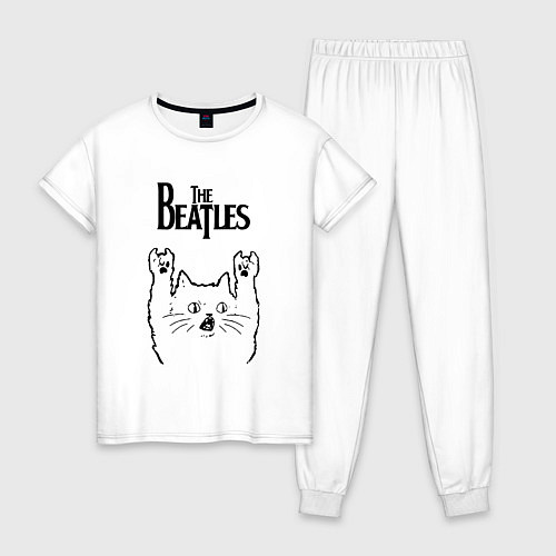 Женская пижама The Beatles - rock cat / Белый – фото 1