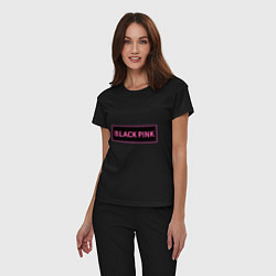 Пижама хлопковая женская Логотип Блек Пинк, цвет: черный — фото 2