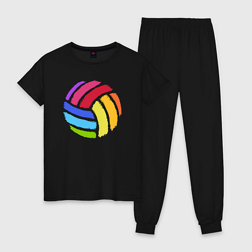 Женская пижама Rainbow volleyball / Черный – фото 1