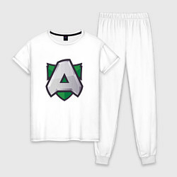 Пижама хлопковая женская Альянс logo, цвет: белый