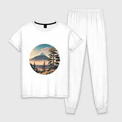 Пижама хлопковая женская Природа Японии и Дальнего Востока, цвет: белый