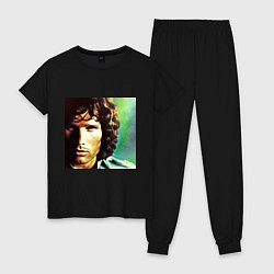 Пижама хлопковая женская Jim Morrison One eye Digital Art, цвет: черный