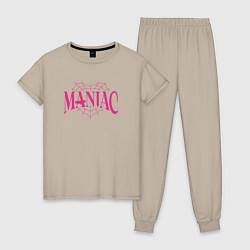 Пижама хлопковая женская Maniac - stray kids, цвет: миндальный
