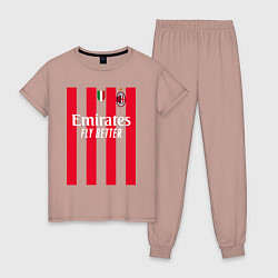 Пижама хлопковая женская ФК Милан форма 2223 домашняя, цвет: пыльно-розовый