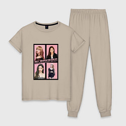 Пижама хлопковая женская Blackpink K-pop группа, цвет: миндальный